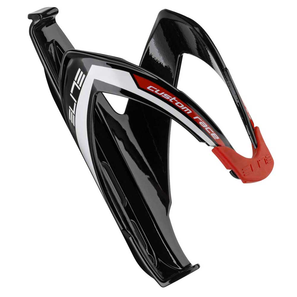 Elite Custom Race Composite Bottle Cage – Gloss Black/Red Graphic
