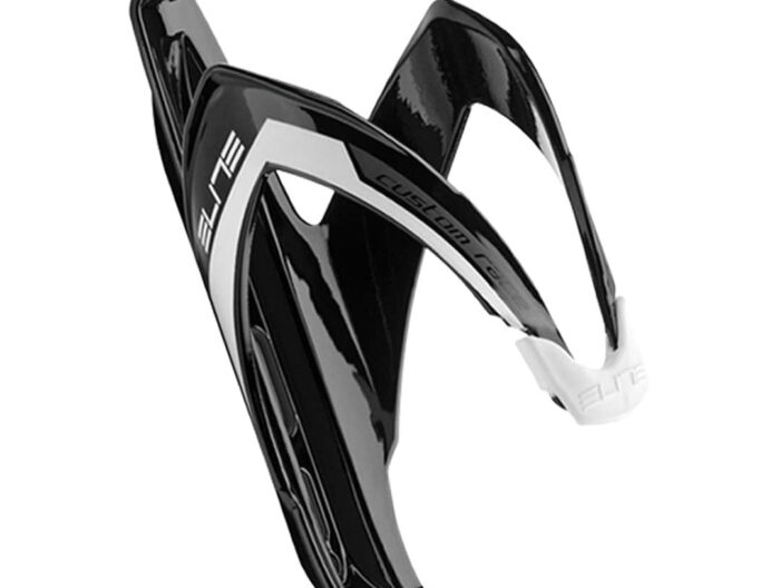 Elite Custom Race Composite Bottle Cage – Gloss Black/White Graphic