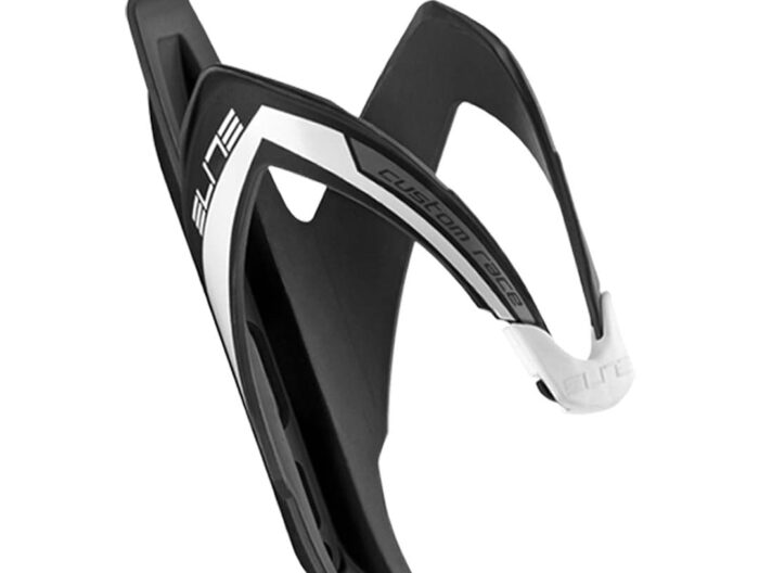 Elite Custom Race Composite Bottle Cage – Matte Black/White Graphic