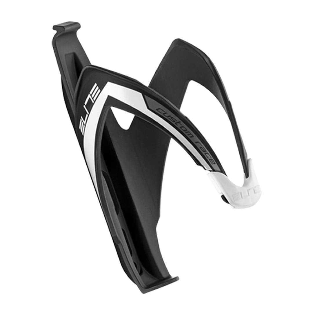 Elite Custom Race Composite Bottle Cage – Matte Black/White Graphic